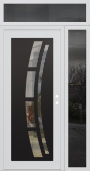 Diamond C12 50" x 96" white/white clear Glass Panel black LHI with Sidelite and Transom mirrored Glass