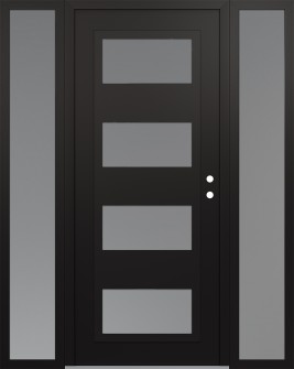 Diamond C2 64" x 80" black/white frosted Glass Panel black LHI with 2 Sidelites frosted Glass