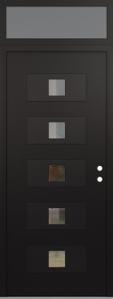 Diamond D8 36" x 96" black/black clear Glass Panel black LHI with Transom frosted Glass