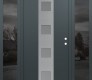 Modern Steel Front Door DIAMOND A12 68" X 80" ANTHRACITE/ANTHRACITE FROSTED GLASS PANEL STAINLESS STEEL LHI WITH 2 SIDELITES MIRRORED GLASS