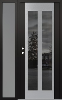 Diamond C14 48" x 80" black/black mirrored Glass Panel stainless steel RHI with Sidelite frosted Glass