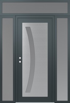 Diamond C4 68" x 96" anthracite/anthracite frosted Glass Panel stainless steel RHI with 2 Sidelites and Transom frosted Glass