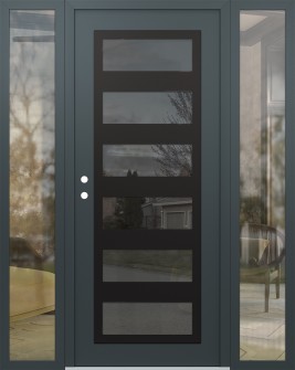 Diamond C9 60" x 80" anthracite/anthracite mirrored Glass Panel black RHI with 2 Sidelites clear Glass
