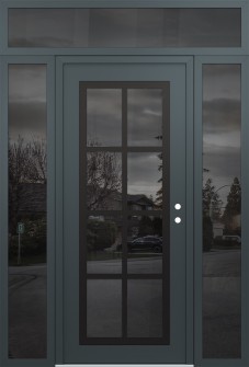 Diamond C16 68" x 96" anthracite/anthracite mirrored Glass Panel black LHI with 2 Sidelites and Transom mirrored Glass