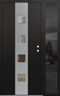DIAMOND A12 48" X 80" BLACK/BLACK CLEAR GLASS PANEL STAINLESS STEEL LHI WITH SIDELITE MIRRORED GLASS