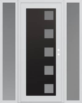 Diamond C5 60" x 80" white/white frosted Glass Panel black LHI with 2 Sidelites frosted Glass