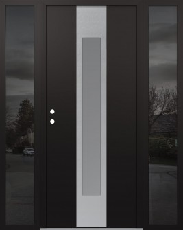 DIAMOND A1 60" X 80" BLACK/WHITE FROSTED GLASS PANEL STAINLESS STEEL RHI WITH 2 SIDELITES MIRRORED GLASS