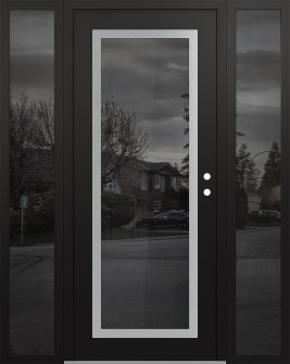 Diamond C1 68" x 80" black/black mirrored Glass Panel stainless steel LHI with 2 Sidelites mirrored Glass