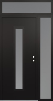 DIAMOND A11 52" X 96" BLACK/WHITE FROSTED GLASS PANEL BLACK LHI WITH SIDELITE AND TRANSOM FROSTED GLASS