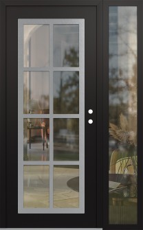 Diamond C16 48" x 80" black/black clear Glass Panel stainless steel LHI with Sidelite clear Glass