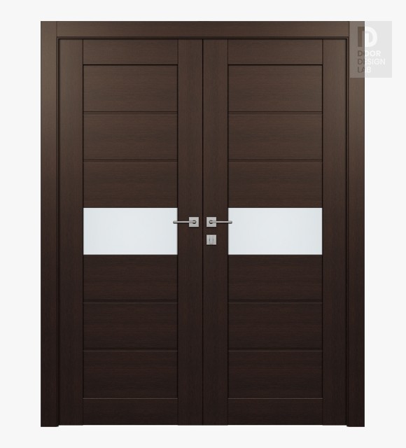 Edna Vetro Veralinga Oak Modern Interior Double Swing Doors by Belldinni