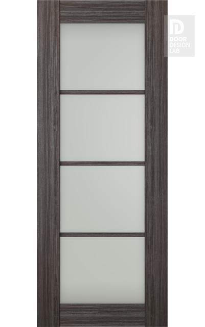 DOOR SLAB PALLADIO 4 LITE VETRO GRAY OAK 36" X 96" X 1 9/16" TEMPERED FROSTED GLASS