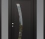 Modern Steel Front Door Diamond C4 64" x 96" black/black clear Glass Panel black RHI with 2 Sidelites and Transom frosted Glass