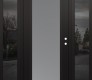 Modern Steel Front Door Diamond C1 64" x 80" black/white frosted Glass Panel black LHI with 2 Sidelites mirrored Glass