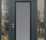 Modern Steel Front Door Diamond C1 68" x 96" anthracite/anthracite frosted Glass Panel black RHI with 2 Sidelites and Transom clear Glass