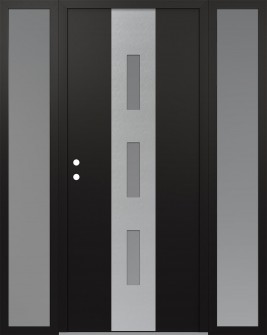 DIAMOND A7 68" X 80" BLACK/WHITE FROSTED GLASS PANEL STAINLESS STEEL RHI WITH 2 SIDELITES FROSTED GLASS