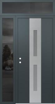 DIAMOND A6 50" X 96" ANTHRACITE/ANTHRACITE FROSTED GLASS PANEL STAINLESS STEEL RHI WITH SIDELITE AND TRANSOM MIRRORED GLASS