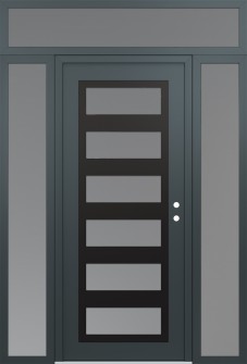 Diamond C9 68" x 96" anthracite/anthracite frosted Glass Panel black LHI with 2 Sidelites and Transom frosted Glass