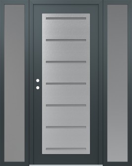 Diamond C11 60" x 80" anthracite/anthracite frosted Glass Panel stainless steel RHI with 2 Sidelites frosted Glass