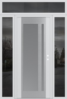 Diamond C15 68" x 96" white/white frosted Glass Panel stainless steel LHI with 2 Sidelites and Transom mirrored Glass