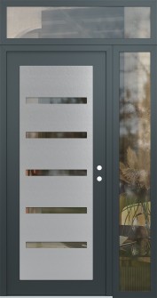 Diamond C7 50" x 96" anthracite/anthracite clear Glass Panel stainless steel LHI with Sidelite and Transom clear Glass