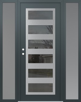 Diamond C9 64" x 80" anthracite/anthracite mirrored Glass Panel stainless steel RHI with 2 Sidelites frosted Glass
