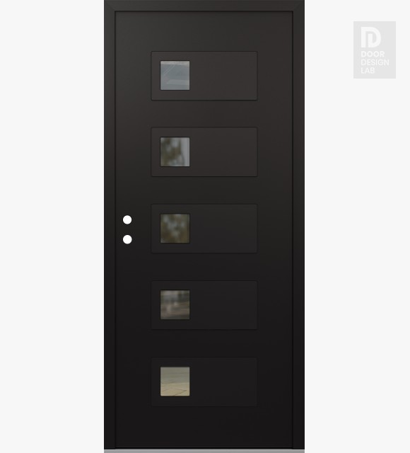Modern Steel Front Door Diamond D2 36" x 80" black/black clear Glass Panel black RHI