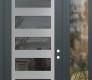 Modern Steel Front Door Diamond C9 48" x 96" anthracite/anthracite mirrored Glass Panel stainless steel LHI with Sidelite and Transom clear Glass