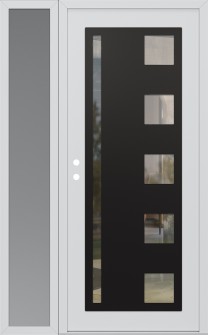 Diamond C3 52" x 80" white/white clear Glass Panel black RHI with Sidelite frosted Glass