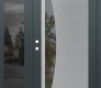 Modern Steel Front Door Diamond C13 52" x 80" anthracite/anthracite clear Glass Panel stainless steel RHI with Sidelite mirrored Glass