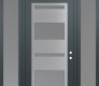 Modern Steel Front Door Diamond C10 64" x 96" anthracite/anthracite frosted Glass Panel stainless steel LHI with 2 Sidelites and Transom frosted Glass