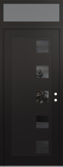 Diamond C5 36" x 96" black/black mirrored Glass Panel black LHI with Transom frosted Glass