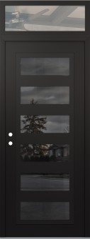 Diamond C9 36" x 96" black/black mirrored Glass Panel black RHI with Transom clear Glass