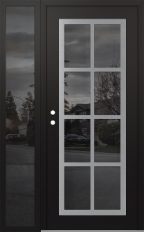 Diamond C16 50" x 80" black/black mirrored Glass Panel stainless steel RHI with Sidelite mirrored Glass