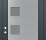 Modern Steel Front Door Diamond C5 36" x 96" anthracite/anthracite frosted Glass Panel stainless steel RHI with Transom mirrored Glass