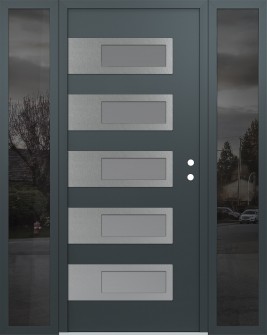 Diamond D3 64" x 80" anthracite/anthracite frosted Glass Panel stainless steel LHI with 2 Sidelites mirrored Glass