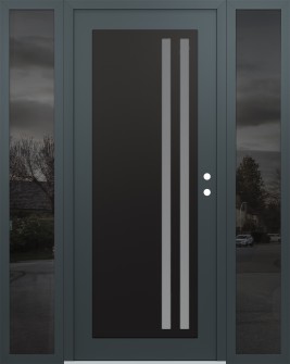 Diamond C6 64" x 80" anthracite/anthracite frosted Glass Panel black LHI with 2 Sidelites mirrored Glass