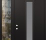 Modern Steel Front Door DIAMOND A1 50" X 96" BLACK/WHITE FROSTED GLASS PANEL BLACK RHI WITH SIDELITE AND TRANSOM CLEAR GLASS