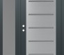 Modern Steel Front Door Diamond C11 48" x 80" anthracite/anthracite frosted Glass Panel stainless steel RHI with Sidelite frosted Glass