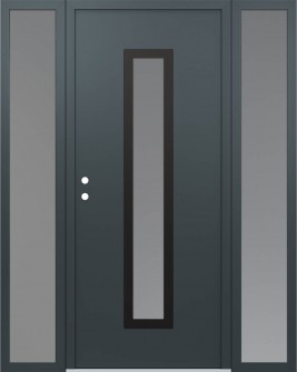 DIAMOND A11 68" X 80" ANTHRACITE/ANTHRACITE FROSTED GLASS PANEL BLACK RHI WITH 2 SIDELITES FROSTED GLASS