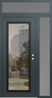 Diamond C1 52" x 96" anthracite/anthracite clear Glass Panel black LHI with Sidelite and Transom frosted Glass