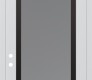 Modern Steel Front Door Diamond C1 36" x 96" white/white frosted Glass Panel black RHI with Transom frosted Glass