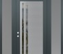 Modern Steel Front Door Diamond C6 68" x 96" anthracite/anthracite clear Glass Panel stainless steel RHI with 2 Sidelites and Transom frosted Glass