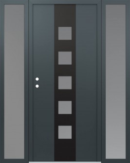 DIAMOND A13 68" X 80" ANTHRACITE/ANTHRACITE FROSTED GLASS PANEL BLACK RHI WITH 2 SIDELITES FROSTED GLASS