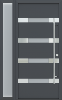 MODERN FRONT STEEL DOOR AURA ANTRACIT/WHITE 49 1/4" X 81 11/16" LHI + SIDELITE LEFT