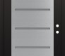 Modern Steel Front Door Diamond C11 36" x 80" black/white frosted Glass Panel stainless steel LHI