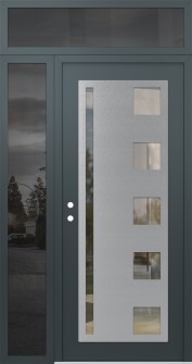 Diamond C3 52" x 96" anthracite/anthracite clear Glass Panel stainless steel RHI with Sidelite and Transom mirrored Glass