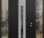 Modern Steel Front Door DIAMOND A2 64" X 96" BLACK/BLACK MIRRORED GLASS PANEL STAINLESS STEEL LHI WITH 2 SIDELITES AND TRANSOM CLEAR GLASS