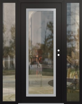 Diamond C1 68" x 80" black/black clear Glass Panel stainless steel LHI with 2 Sidelites clear Glass