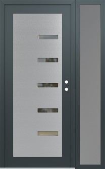 Diamond C8 52" x 80" anthracite/anthracite clear Glass Panel stainless steel LHI with Sidelite frosted Glass